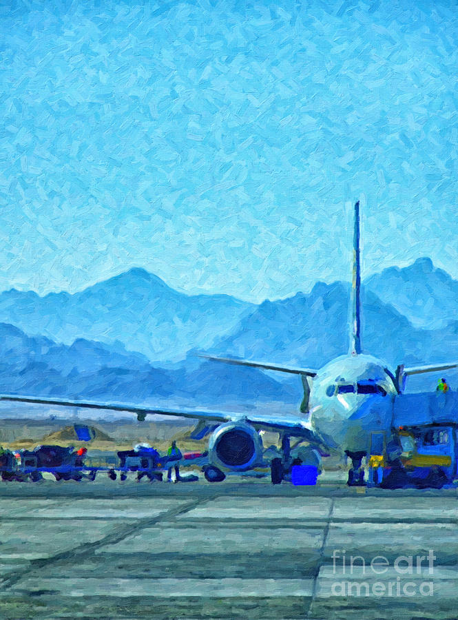 Aeroplane At Airport Painting by Antony McAulay
