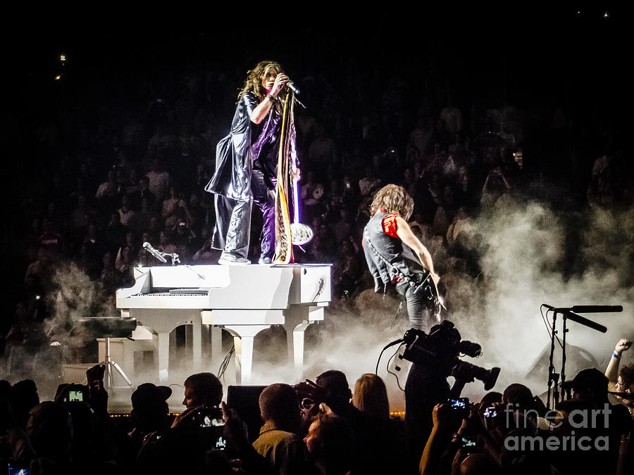 Aerosmith Steven Tyler Joe Perry In Concert Photograph by Jani Bryson