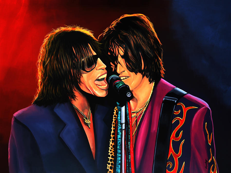 Steven Tyler Painting - Aerosmith Toxic Twins Painting by Paul Meijering