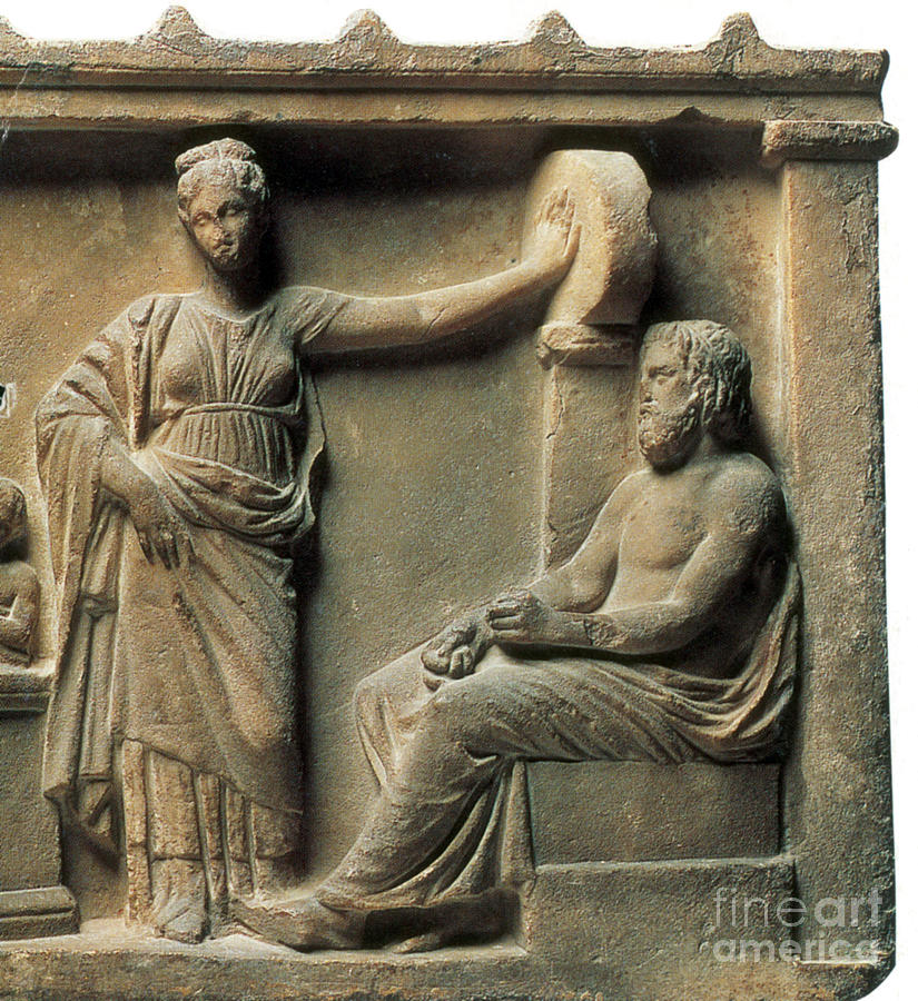 Greek Photograph - Aesculapius And Hygeia by Science Source