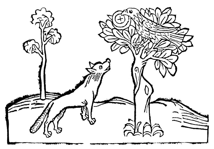 Aesop Fox And Crow Drawing by Granger