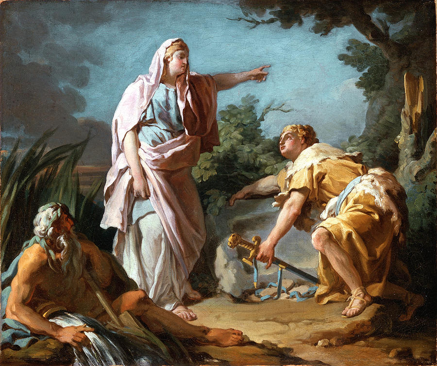 Aethra Showing her Son Theseus the Place Where his Father had Hidden his Arms Painting by Nicolas-Guy Brenet