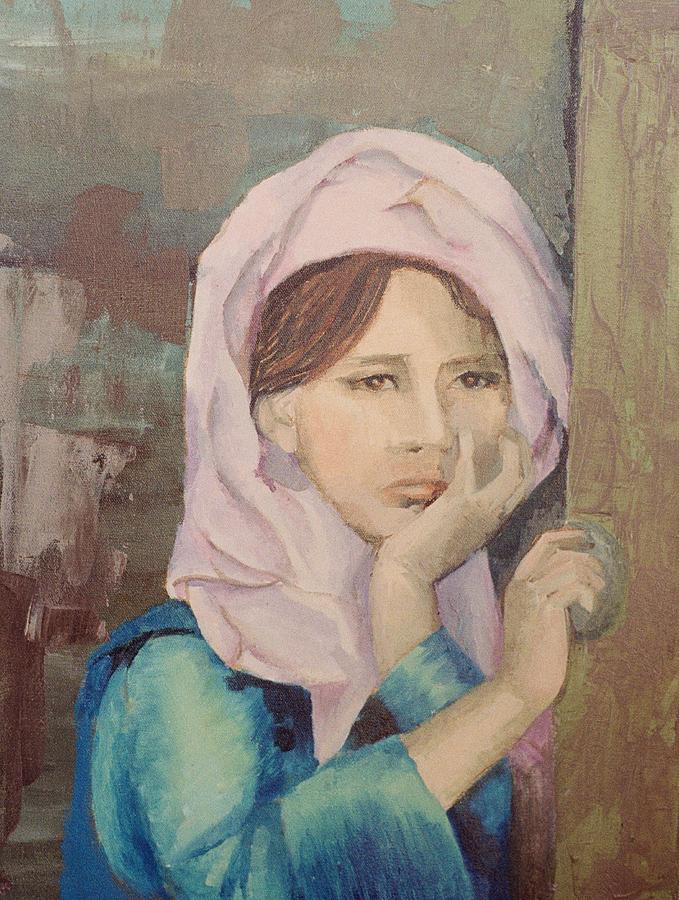 Afgan girl Painting by Mabel Moyano