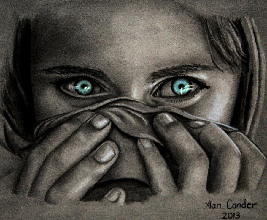 Afghan Girl Drawing by Alan Conder
