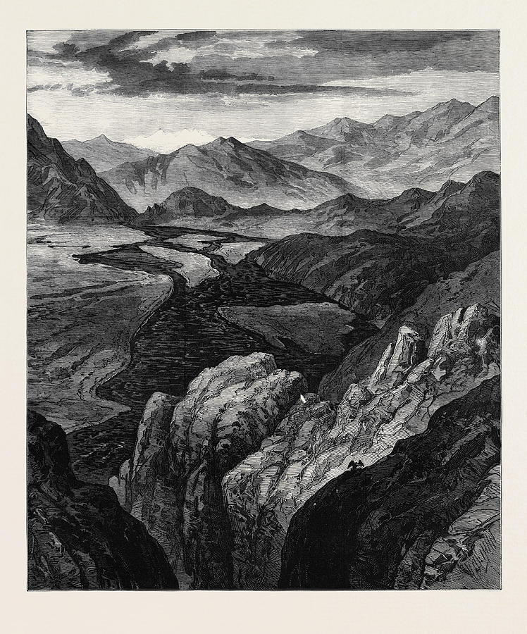 Vintage Drawing - Afghanistan The Cabul River Gorge Where It Enters The Plain by English School