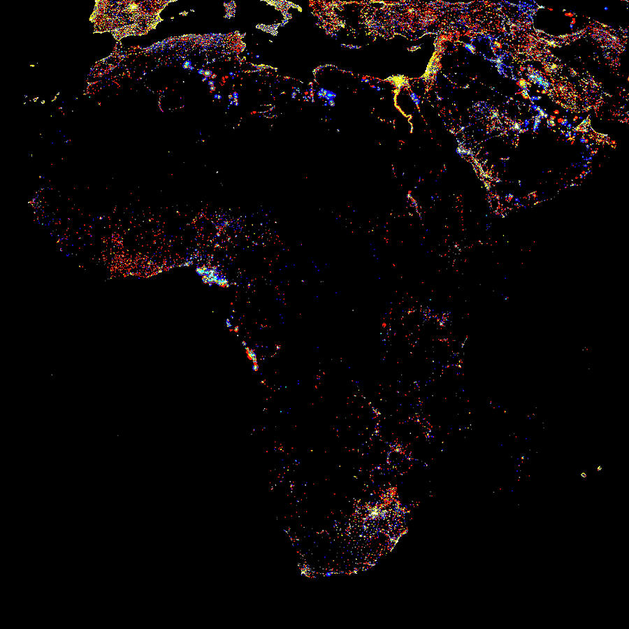 Africa At Night Photograph by Noaa/science Photo Library