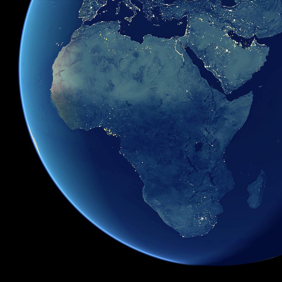 Africa At Night Photograph by Planetary Visions Ltd/science Photo Library