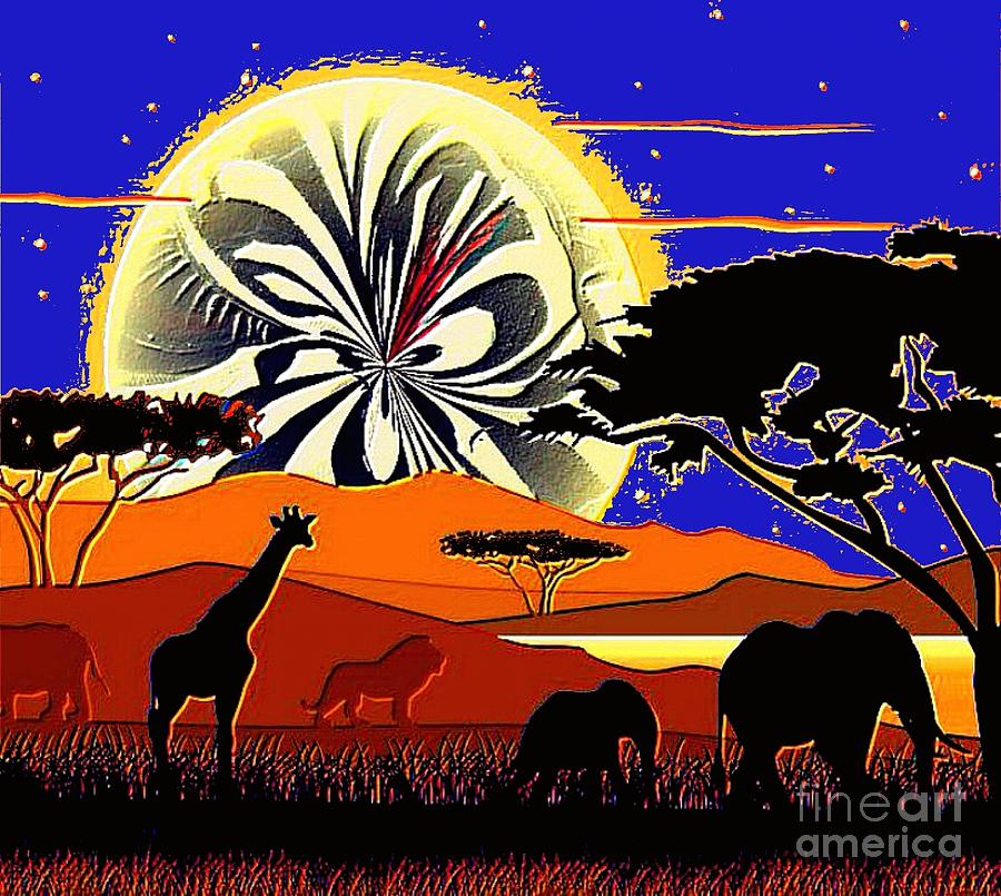 Africa at Sunset  Painting by Saundra Myles