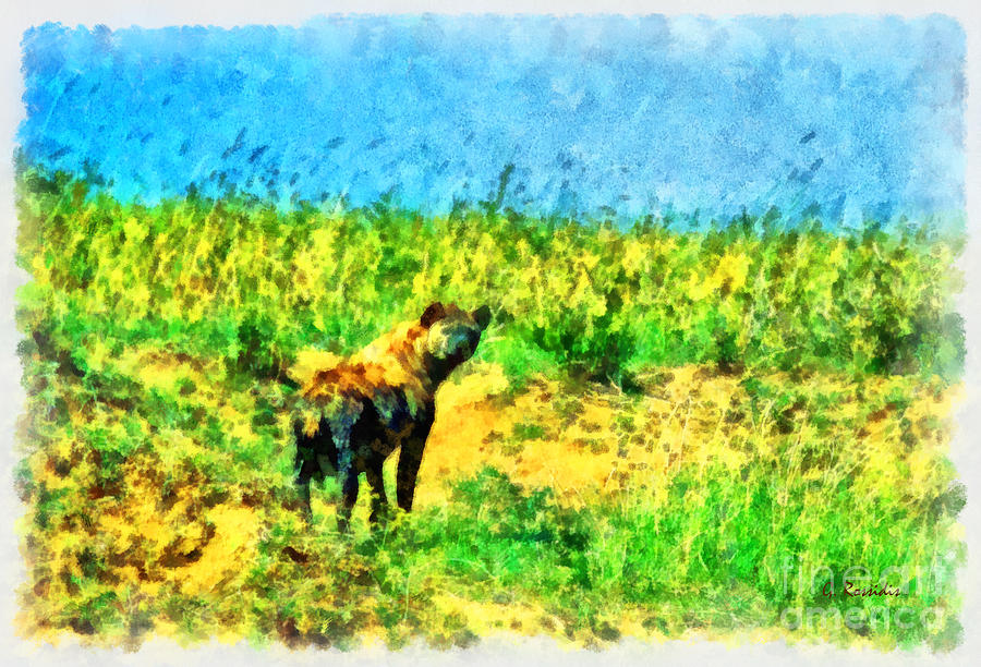 Africa hyena Painting by George Rossidis
