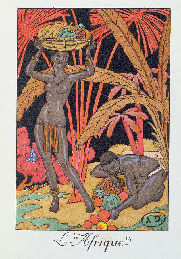 Africa illustration for a calendar for 1921 Painting by Georges Barbier