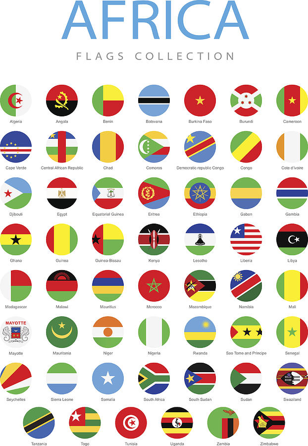 Africa - Rounded Flags - Illustration Drawing by Pop_jop