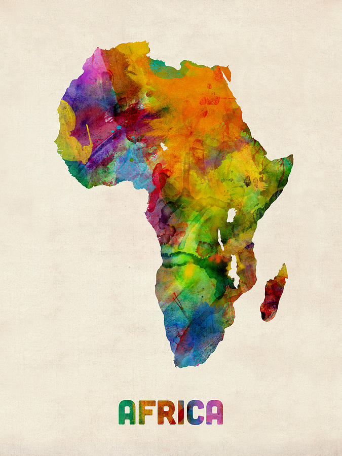 Watercolour Digital Art - Africa Watercolor Map by Michael Tompsett