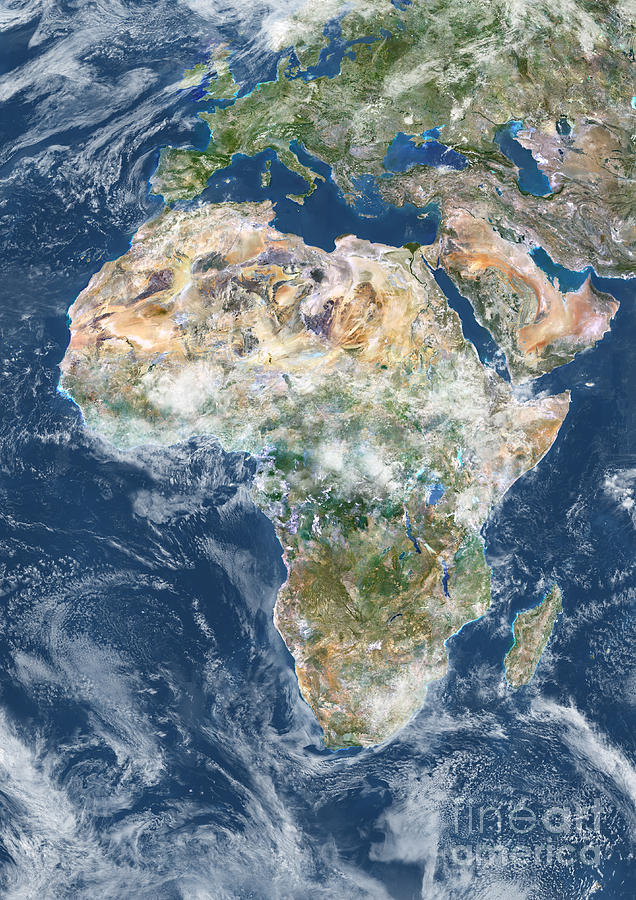 Africa With Cloud Coverage Photograph by Planet Observer