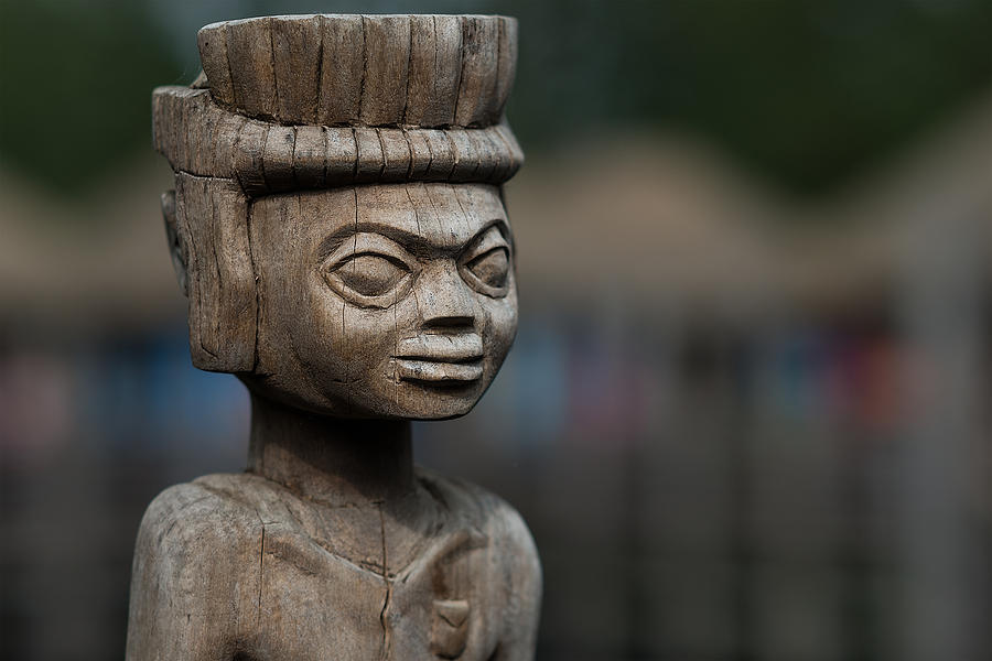 African Aging Wooden Sculpture Photograph