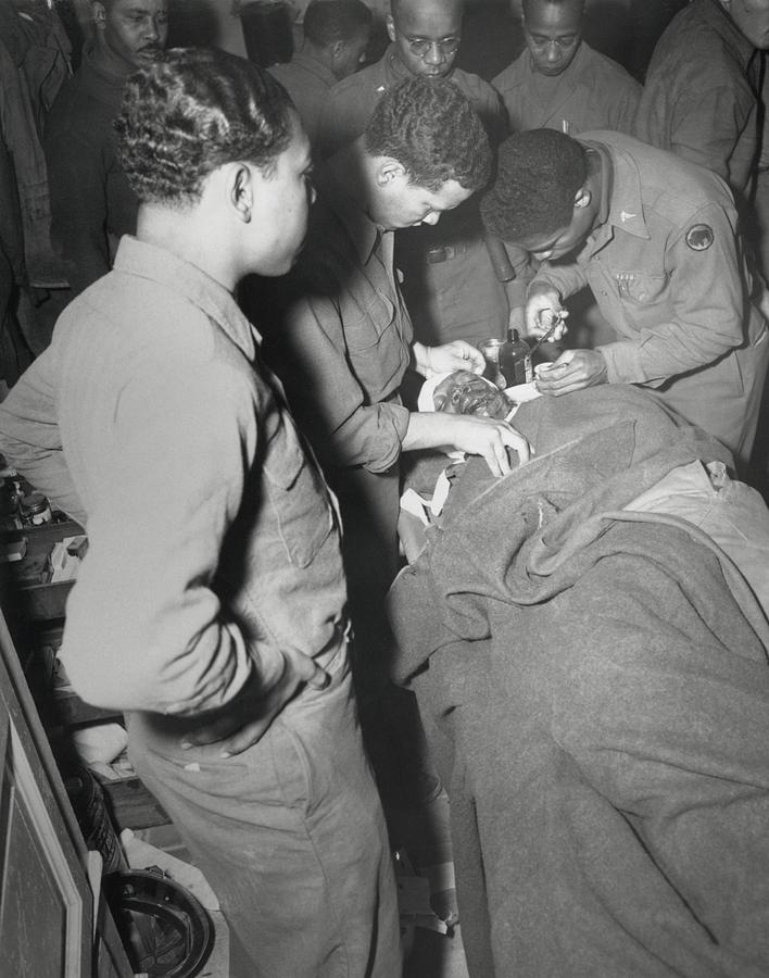 African American Army Surgeon Stitches Photograph by Everett