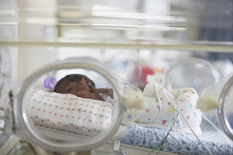 African American baby in hospital incubator Photograph by ER Productions Limited