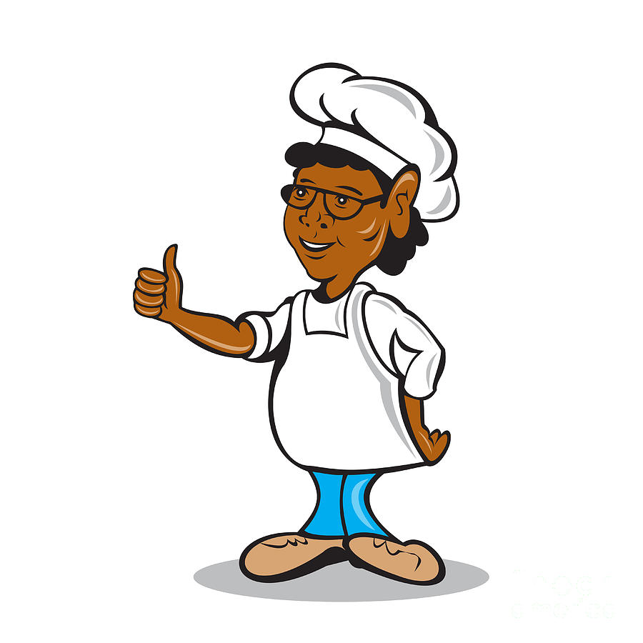 African American Chef Cook Thumbs Up Cartoon Digital Art by Aloysius ...