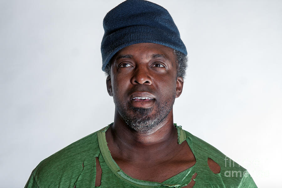 Portrait Photograph - African American homeless man by Gunter Nezhoda