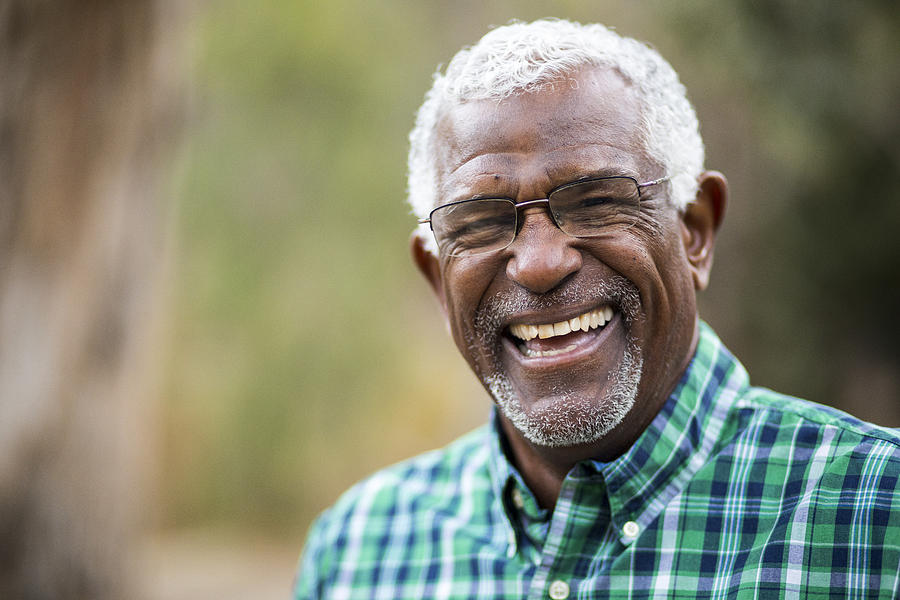 African American Senior Man in Nature Portrait Photograph by Adamkaz