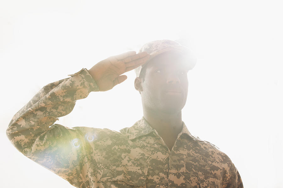 African American soldier saluting Photograph by Jose Luis Pelaez Inc