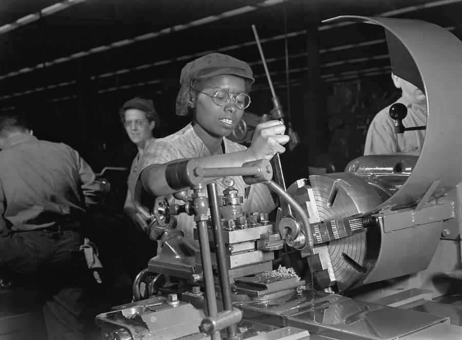 African American Woman Lathe Operator Photograph by Everett
