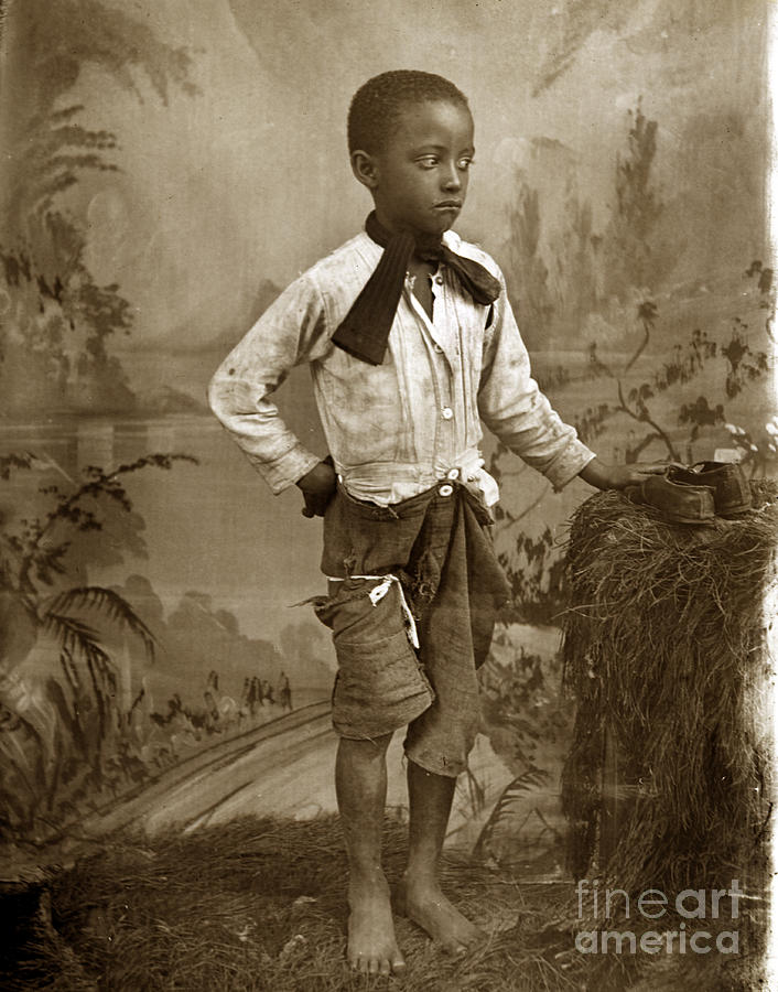 Portrait Photograph - African American Young Black Boy circa 1900 by Monterey County Historical Society