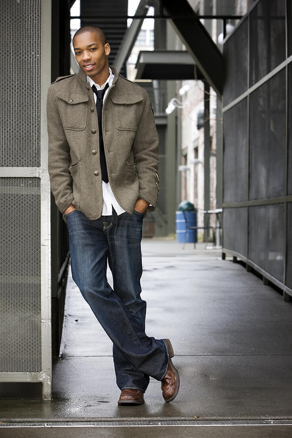 African American Young Male Fashion Model in Urban Setting, Copyspace Photograph by Quavondo