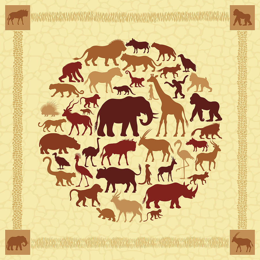 African Animals Collage Digital Art by Alonzodesign
