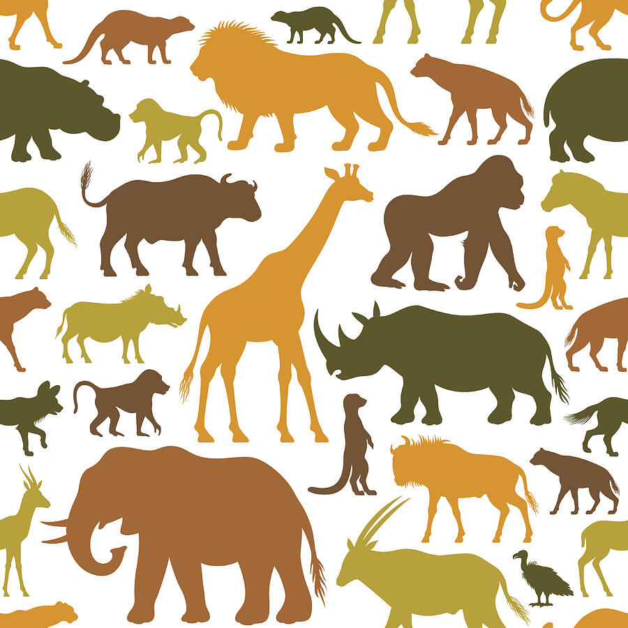 African Animals Pattern Drawing by AlonzoDesign