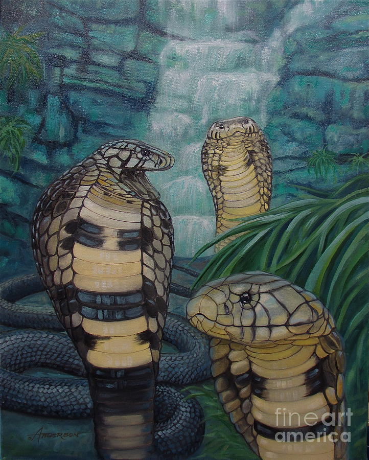 African Painting - African Black Forest Cobras by Sherri Anderson African Painting - African Black Forest Cobras by Sherri Anderson