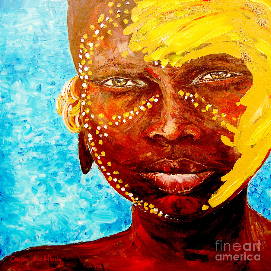 Nature Painting - Omo tribe child by Correa De Albury