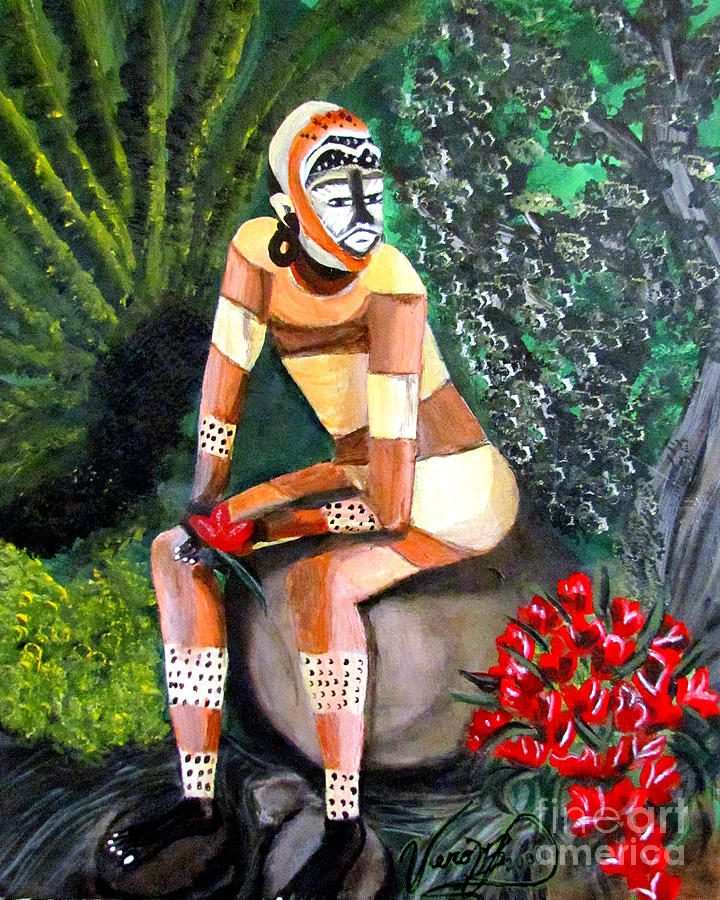 Jungle Painting - African Boy by Veronica V Jackson