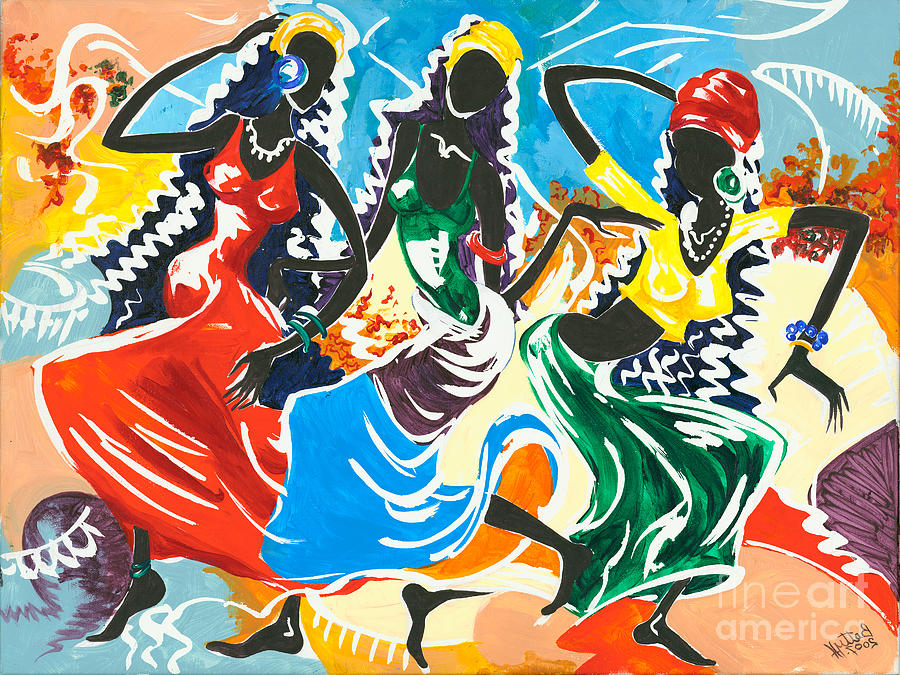 African Dancers No. 2 Painting by Elisabeta Hermann