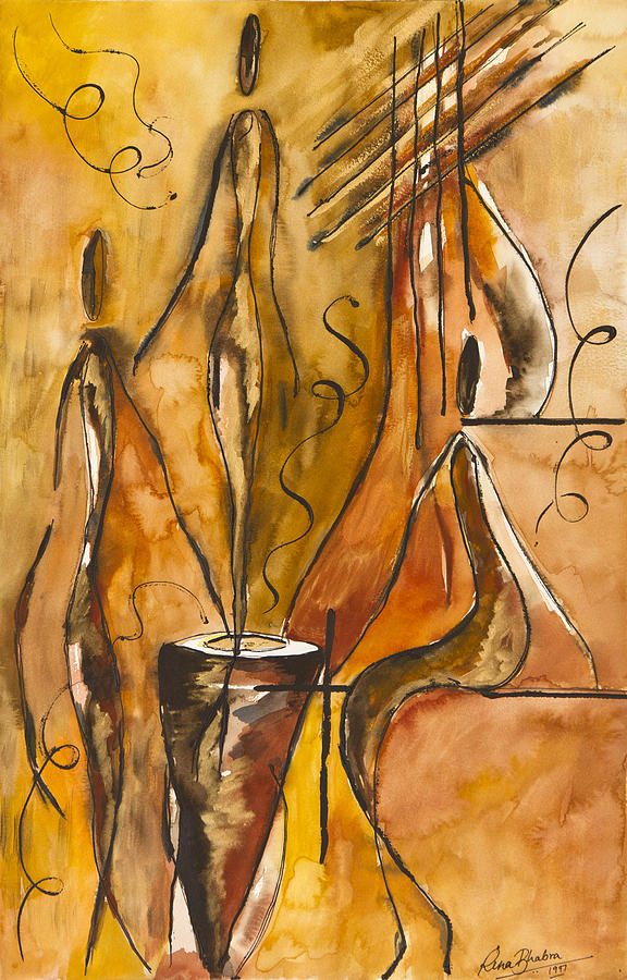 African Drum Beat Painting by Rina Bhabra