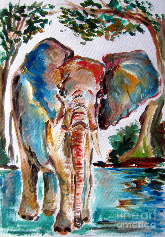 African Elephant Painting by Roberto Gagliardi