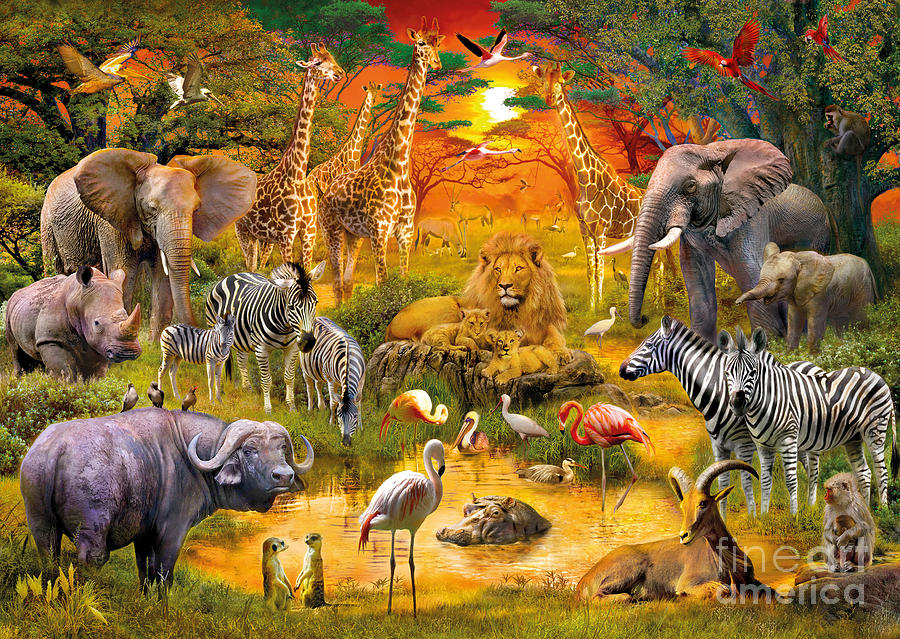 Animal Digital Art - African Harmony by MGL Meiklejohn Graphics Licensing