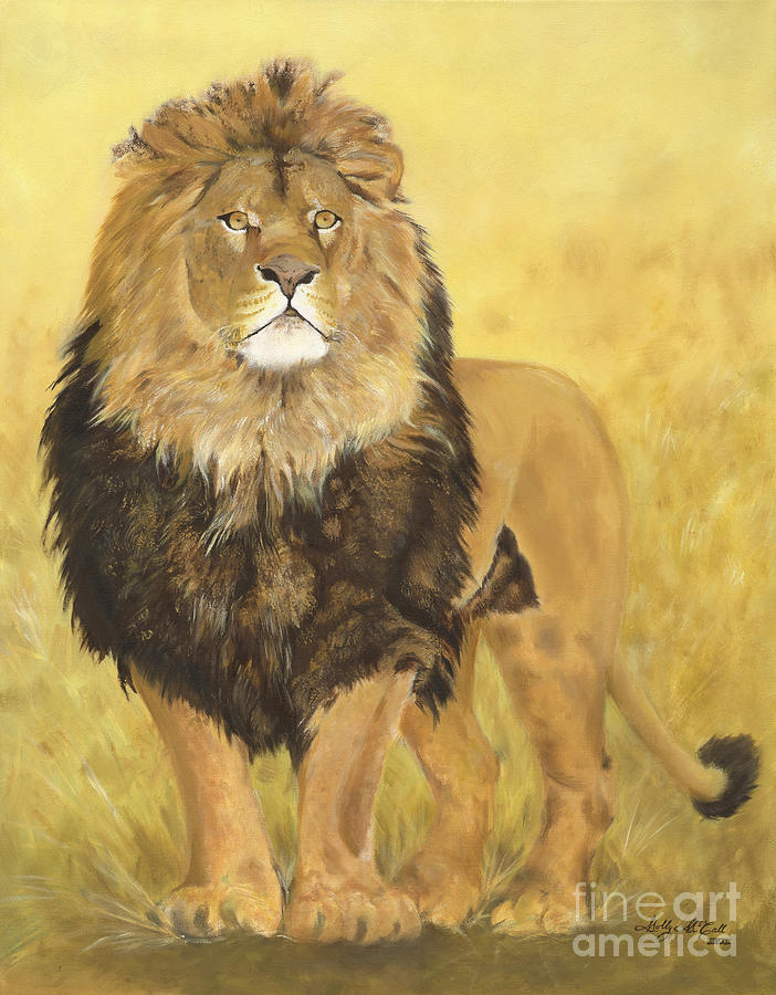 African Lion Painting by M McCall