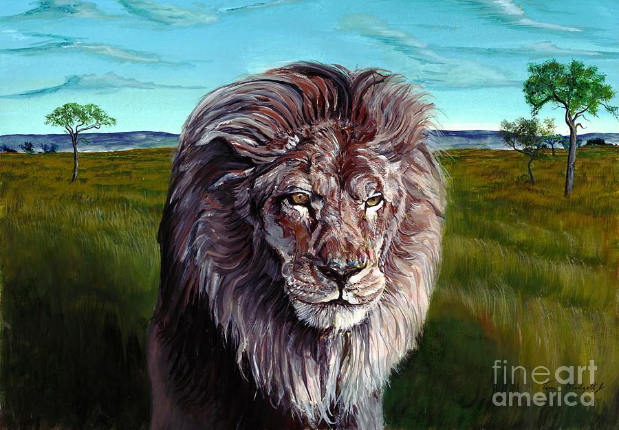 African Lion Painting by Tom Blodgett Jr