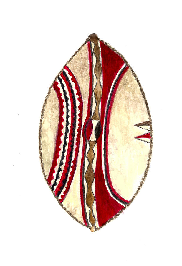 African Maasai War Shield Painting by Michael Vigliotti