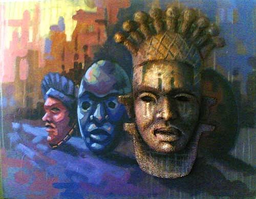Ayodeji Painting - African Mask by Ayodeji Ayeola