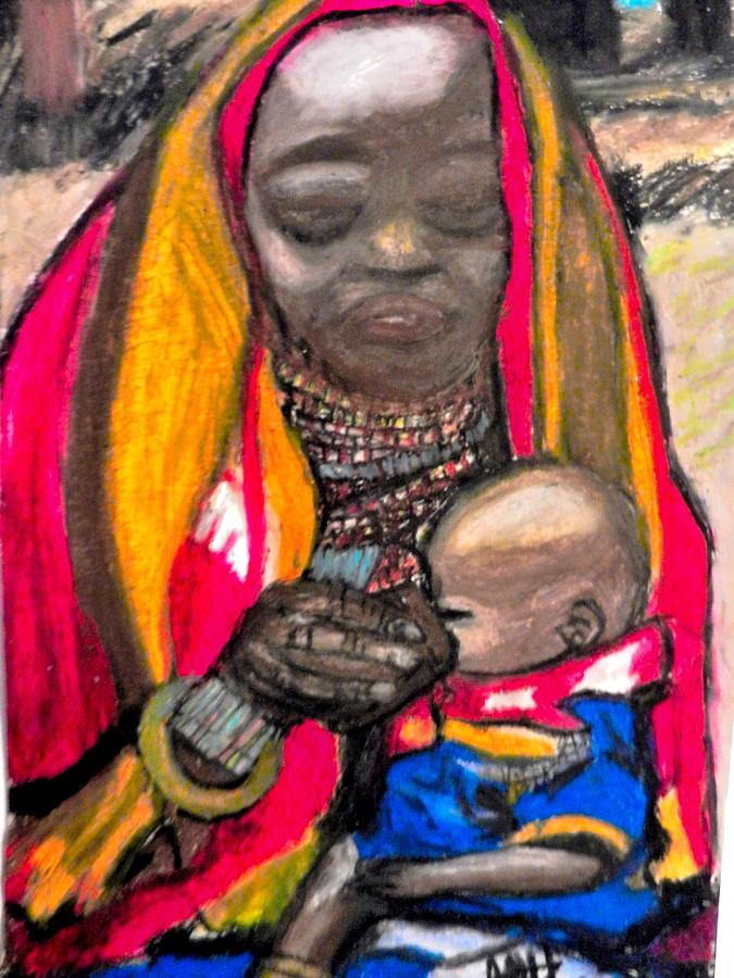 African Mother And Child Painting by Jo-Ann Hayden