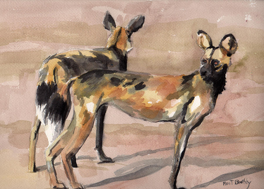 African Painted Dogs Painting by Mimi Boothby