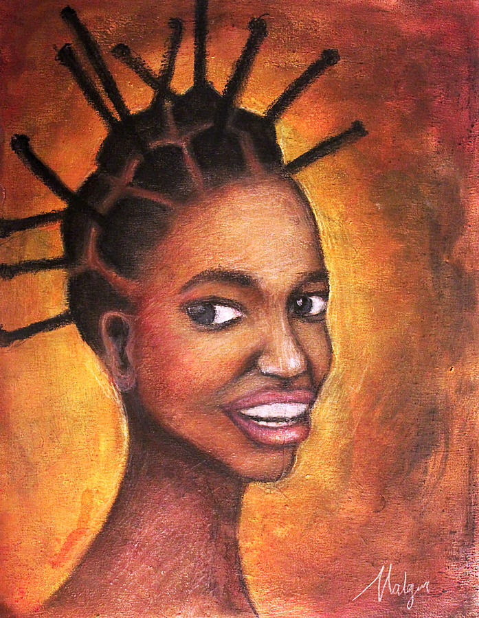 Portrait Painting - African Queen by Mbwidiffu Malgwi