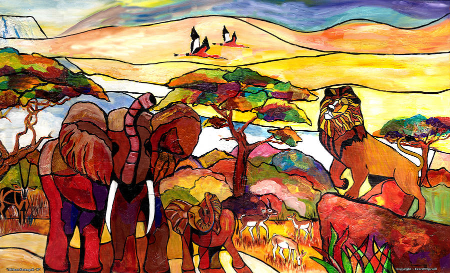African Serengeti - R Painting by Everett Spruill