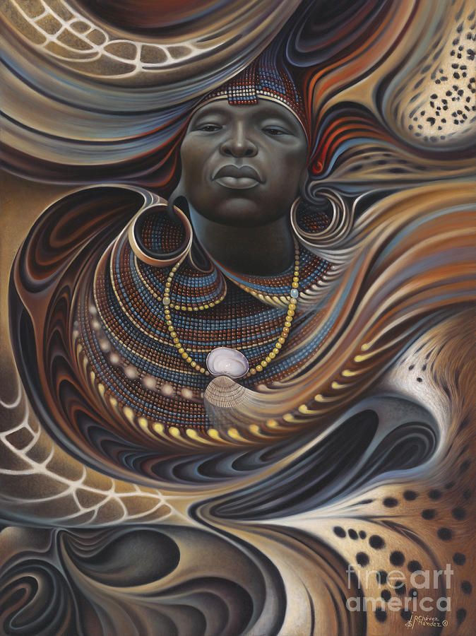 African Painting - African Spirits I by Ricardo Chavez-Mendez