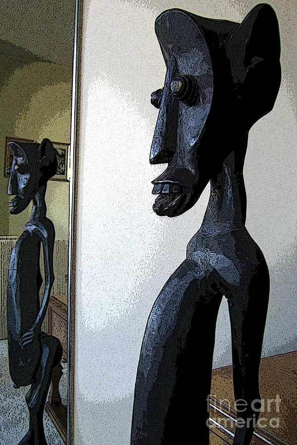 African Statue Reflection Photograph by Nina Silver
