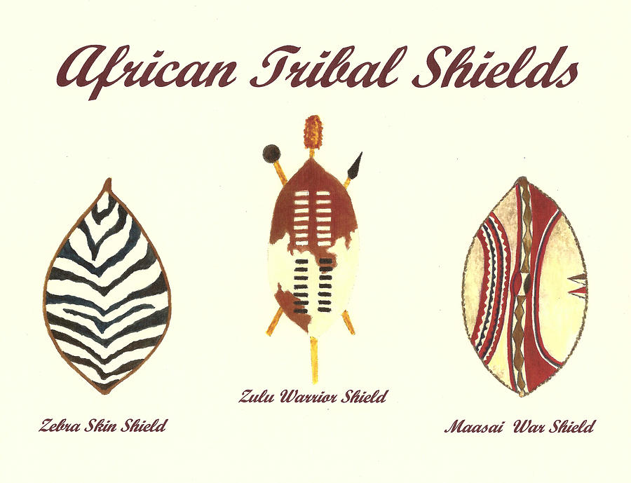African Tribal Shields Number 2 Painting by Michael Vigliotti