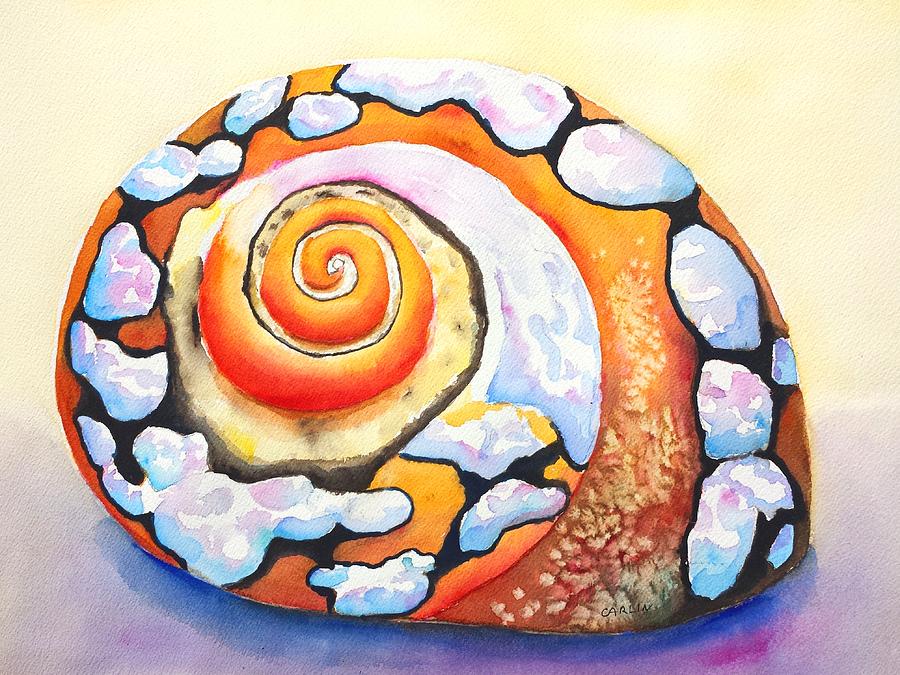Shell Painting - African Turbo Shell by Carlin Blahnik CarlinArtWatercolor Shell Painting - African Turbo Shell by Carlin Blahnik CarlinArtWatercolor