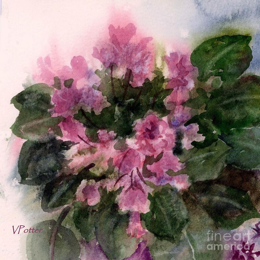 African Violet Painting by Virginia Potter