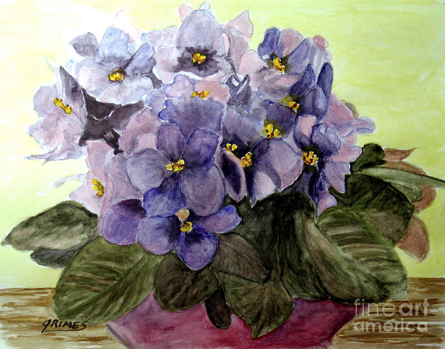 African Violets Painting by Carol Grimes